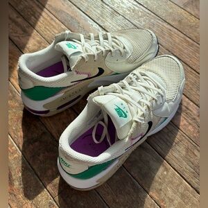 Nike Air Max Sneakers in Cream with Green and Purple Accents
